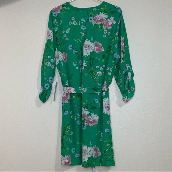 Beautiful green floral Daniel Rainn Harlow shirt dress with matching tie belt. - Picture 4 of 17